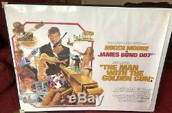 007 Original 1974 MAN WITH THE GOLDEN GUN Rolled Quad Movie POSTER Rare Bond Lee