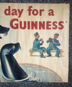 100% Original Vintage 30x40 QUAD Guinness Advertising Poster Gilroy c1950