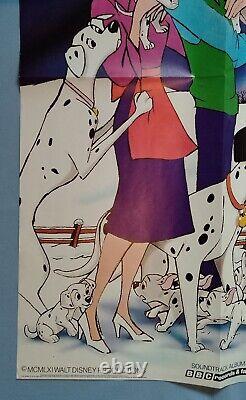 101 DALMATIANS (1961, RR1980s) original UK quad movie poster Disney