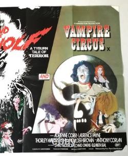 1970's Legend of the Werewolf/ Vampire Circus Quad Movie Poster 40 x 30