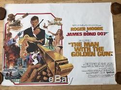 1 DAY PRICE! 007 MAN WITH THE GOLDEN GUN Rolled Original QUAD movie POSTER Bond