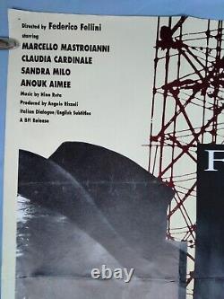 8 1/2 (1963, BFI RR1990s) rare original UK QUAD POSTER Federico Fellini