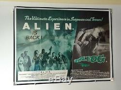 ALIEN / THE FOG (1979/1980) original UK quad movie poster RARE double-bill