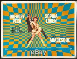 ARABESQUE 1966 UK Quad Best Poster! L/B Sophia Loren Gregory Peck FilmArtGallery