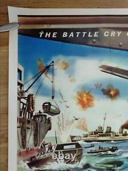 AWAY ALL BOATS (1956) original UK quad poster great Bill Wiggins WW2 Navy art
