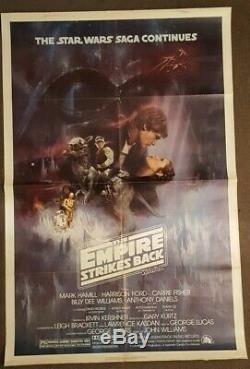 A Rare 1980 ORIGINAL US One Sheet THE EMPIRE STRIKES BACK movie Poster not quad