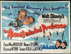 Absent Minded Professor ORIGINAL Quad Movie Poster Fred MacMurray Disney 1961 Absent Minded Professor ORIGINAL Quad Movie Poster Fred MacMurray Disney 1961