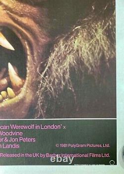 American Werewolf in London Original Quad Movie Poster LINEN BACKED John Landis