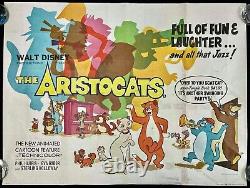 Aristocats Original Quad Movie Poster FIRST RELEASE Walt Disney 1970