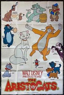 Aristocats Original UK Double Quad Movie Film Cinema Poster Walt Disney Early RR