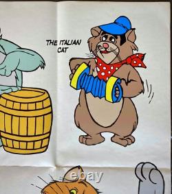 Aristocats Original UK Double Quad Movie Film Cinema Poster Walt Disney Early RR