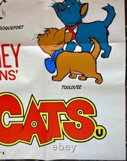 Aristocats Original UK Double Quad Movie Film Cinema Poster Walt Disney Early RR