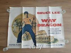 BRUCE LEE Original The Way of the Dragon Movie Quad Cinema Poster 1972