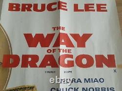BRUCE LEE Original The Way of the Dragon Movie Quad Cinema Poster 1972