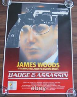 Badge of the Assassin Movie POSTER James Woods RARE Original VHS Video Big Quad