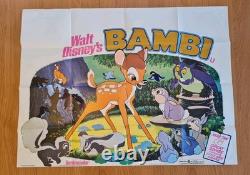 Bambi 1975 Original Re Release UK Cinema Quad movie poster Walt Disney