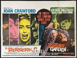 Berserk / Torture Garden Original Quad Movie Poster Joan Crawford Amicus Cushing