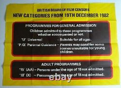 British Board Of Film Censors 1982 Original UK Quad Cinema Poster Rare