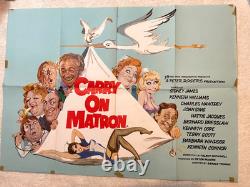CARRY ON MATRON UK QUAD FILM POSTER original 1972 movie Putzu art Sid James & Co