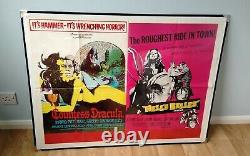 COUNTESS DRACULA/HELL'S BELLES original quad movie poster Hammer Horror -Biker