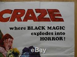 CRAZE (1974) original UK quad film/movie poster, horror, Jack Palance, rare
