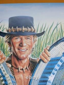 CROCODILE DUNDEE (1986) rare ROLLED original UK quad poster Daniel Gouzee art