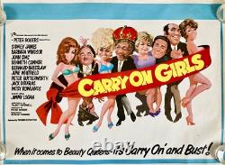 Carry On Girls Original 1973 Quad Poster Sidney James Barbara Windsor Joan Sims