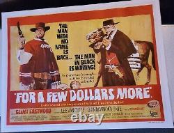 Clint Eastwood Uk Quad Orig Movie Poster Linen Bk'for A Few Dollars More Nm