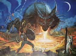 DRAGONSLAYER (1981) rare ROLLED original UK quad movie poster Bysouth art