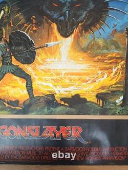 DRAGONSLAYER (1981) rare ROLLED original UK quad movie poster Bysouth art