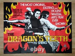 DRAGON'S TEETH Shao Lin zi di (1974) rare original UK quad movie poster KUNG FU