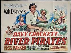 Davy Crockett and the River Pirates Original Quad Movie Poster Fess Parker 1956