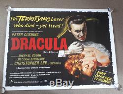 Dracula signed autograph original cinema quad poster Christopher Lee