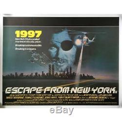 ESCAPE FROM NEW-YORK Original British Quad Movie Poster, On LINEN 1981 John