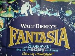 FANTASIA (1940, RR1968) original UK quad movie poster Mickey Mouse Disney