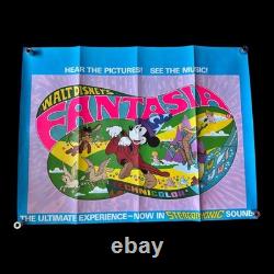 FANTASIA DISNEY ORIGINAL UK QUAD CINEMA FILM MOVIE POSTER 1980 40 x 30