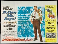 Follow Me Boys/ Wind in the Willows ORIGINAL Quad Movie Poster Walt Disney