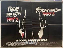 Friday 13th Parts 2 and 3 Original Double Bill UK Quad Film Poster (1983) Jason