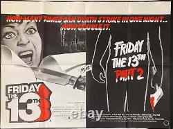 Friday the 13'th Parts 1 + 2 Original Quad Movie Poster Sean S. Cunningham