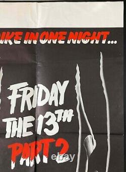 Friday the 13'th Parts 1 + 2 Original Quad Movie Poster Sean S. Cunningham