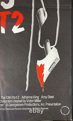 Friday the 13'th Parts 1 + 2 Original Quad Movie Poster Sean S. Cunningham