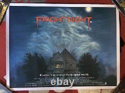 Fright Night 1985 Original Uk Quad Poster Linen Peter Vincent