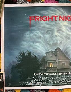 Fright Night 1985 Original Uk Quad Poster Linen Peter Vincent