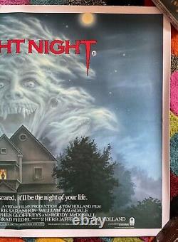 Fright Night 1985 Original Uk Quad Poster Linen Peter Vincent