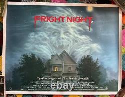 Fright Night 1985 Original Uk Quad Poster Linen Peter Vincent