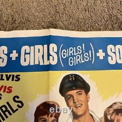 GIRLS GIRLS GIRLS 1960's very rare original UK movie Quad poster ELVIS PRESLEY