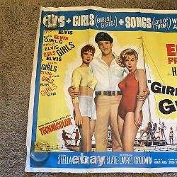 GIRLS GIRLS GIRLS 1960's very rare original UK movie Quad poster ELVIS PRESLEY