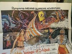 GOLDEN VOYAGE OF SINBAD Film / Movie Quad poster original! Ray harryhausen
