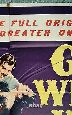 GONE WITH THE WIND (1939) vRARE 1954 1st Widescreen release UK quad movie poster