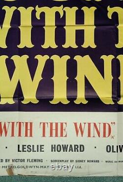 GONE WITH THE WIND (1939) vRARE 1954 1st Widescreen release UK quad movie poster